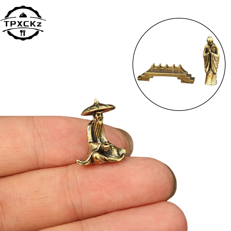 Micro Landscape Bronze Chinese Buddha Ancient Tea Ceremony Zen Moss Rockery Bonsai Sand Table Decorationfairy Garden Miniatures