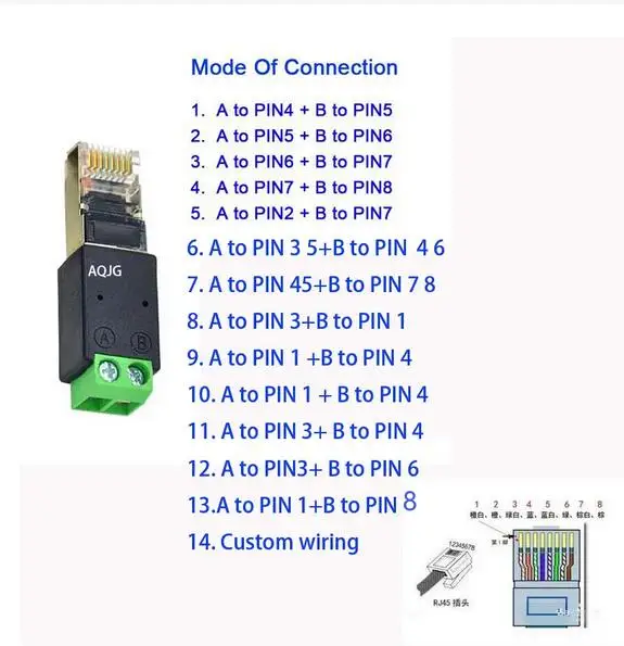 RJ45 TO 2PIN 4PIN  Terminal Rs485 Network Adapter RJ45 connector RJ45 Male to 485  Connector Splitter For CCTV DVR