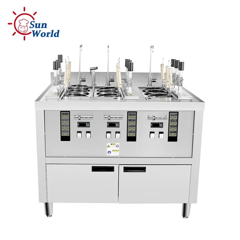 Automatic Lift 9 Heads Automatic Commercial Cooking Equipment Ramen Cooker Noodle Boiling Stove Pasta Machine