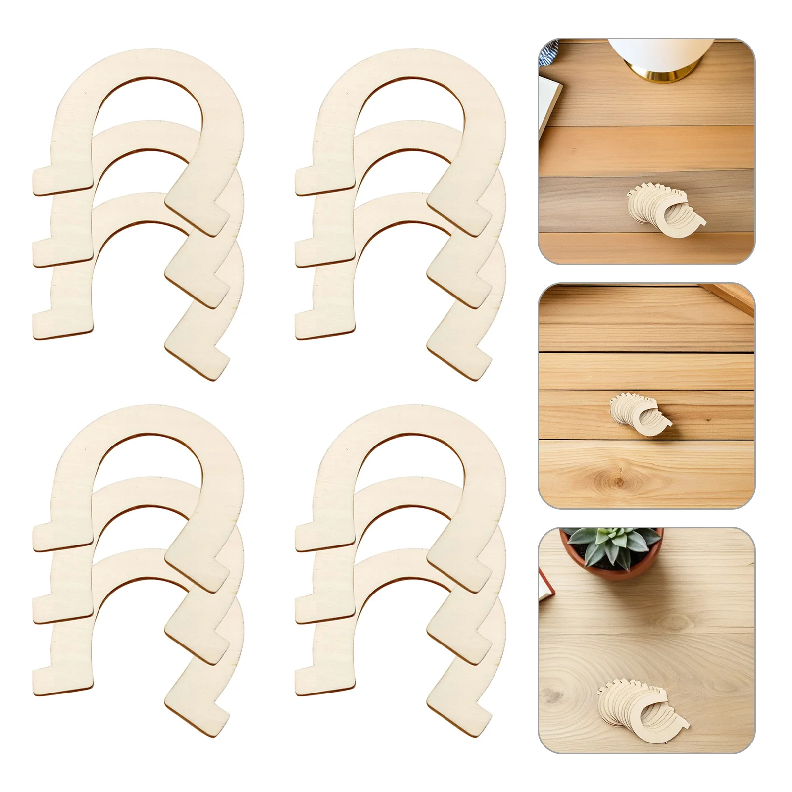 

24Pcs DIY Eco-Friendly Wood Chips Horseshoe Natural Chip Shape Unfinished Wooden Cutouts 83x91mm Ideal for Crafting Home Decor
