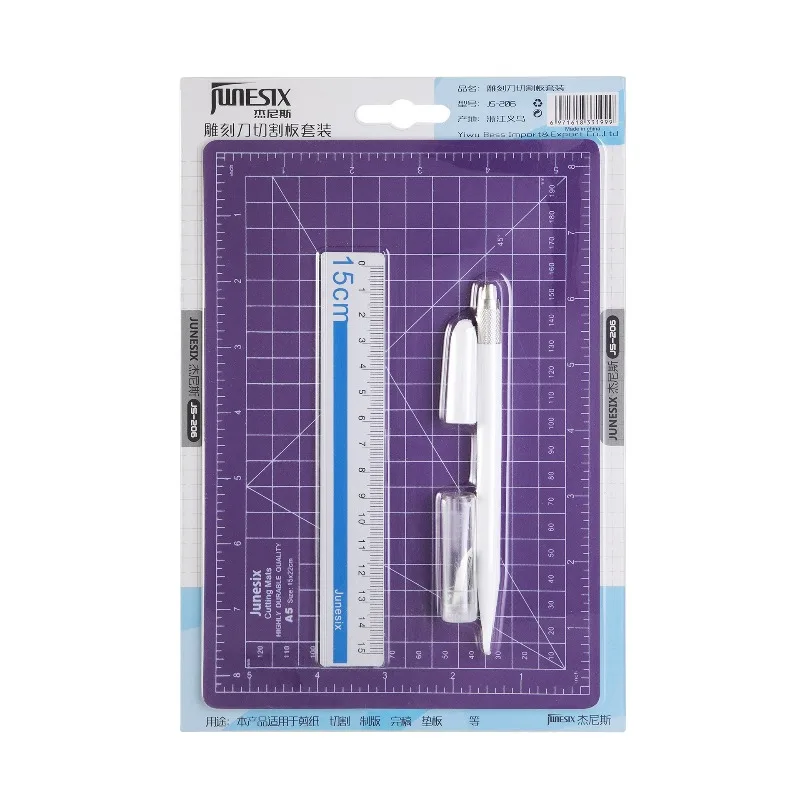 Multifunctional Craft Cutting Pad Set Single-Sided Cutting Mat A5 with Carving Knife Ruler for Leather Process DIY Carving - view 5