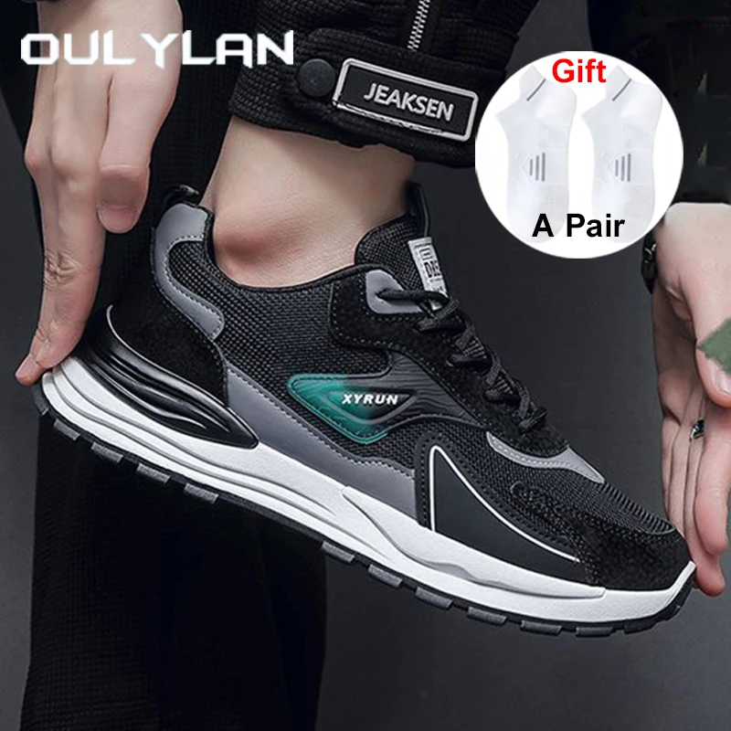 

Oulylan Male Summer Casual Running Footwear Lightweight Mesh Breathable Sneakers for Men Anti Slip Thick Sole Sports Shoes