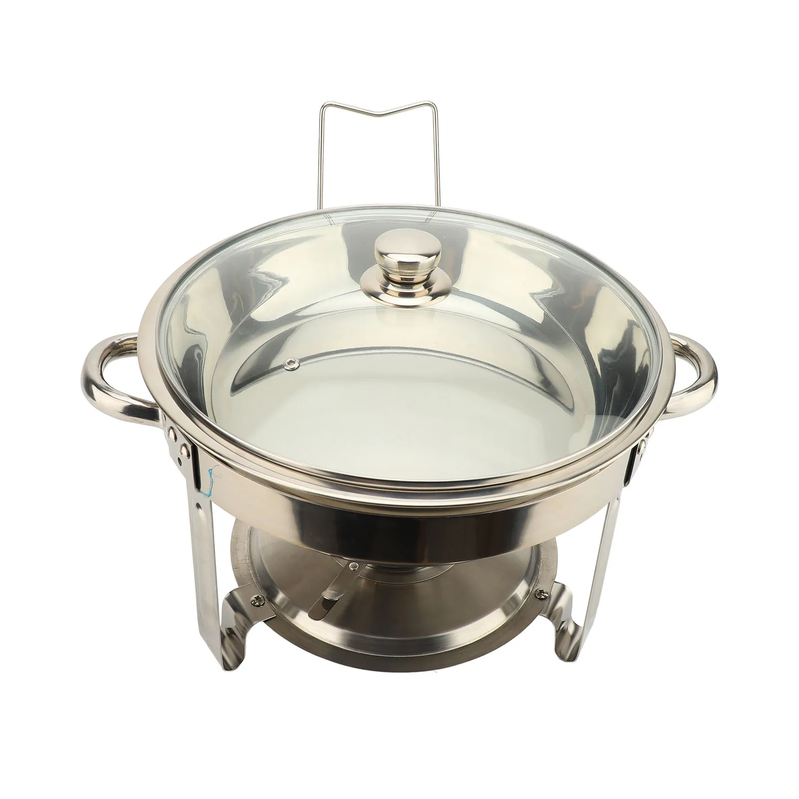 

Chafers Server Set Buffet Chafing Dish Stainless Steel Round Catering Chafers with Glass Lid Detachable Alcohol Stove