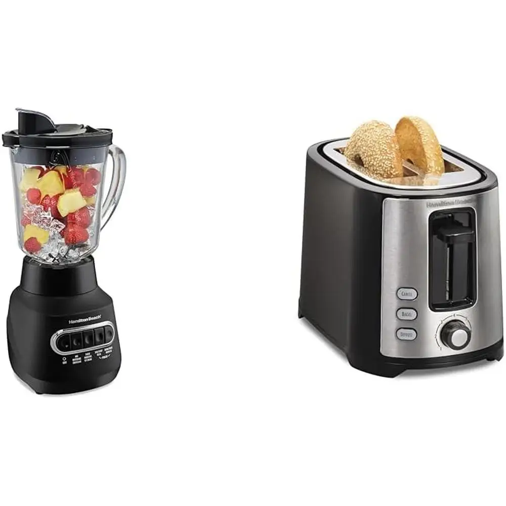 Quiet Blender with Ice Crushing Function and Extra Wide Slot Toaster Bagels and Thick Bread Easy Clean Dishwasher Safe