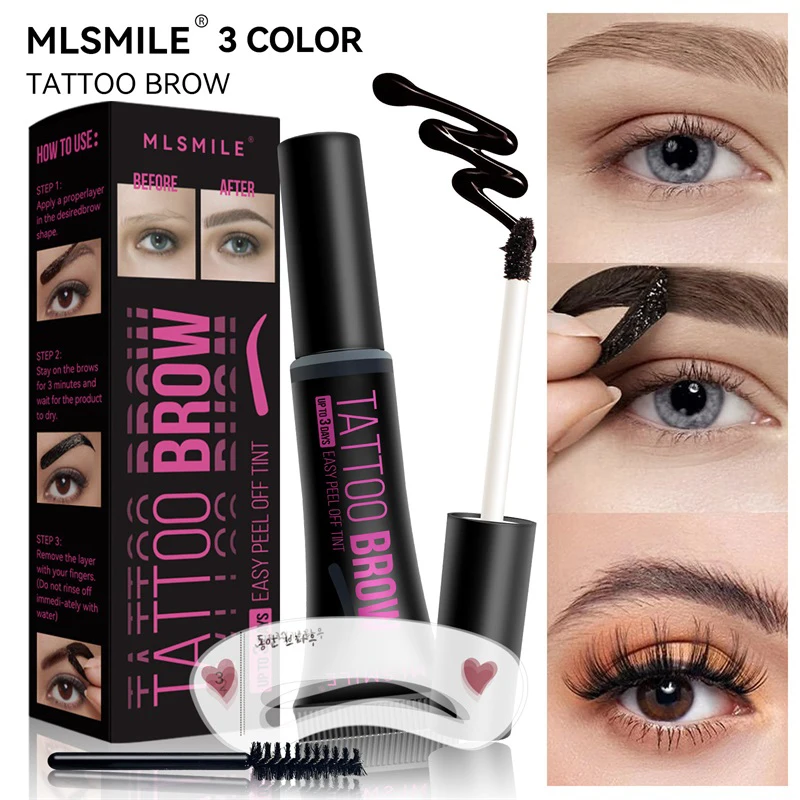 EyebloggGel-Teinture Peel-Off pour les Sourcils, Teinte de Tatouage, Imperméable, Semi-Continu, Résistant à la Transpiration, Crème Peel Off, Noir, 3 Jours