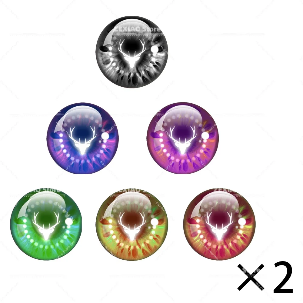 12pcs Blyth BJD DOLL Elk Pattern Shiny Eyes Anime Doll Glass Eyes Cabochons Round 10MM-40MM Eye Toys DIY Jewelry Accessory