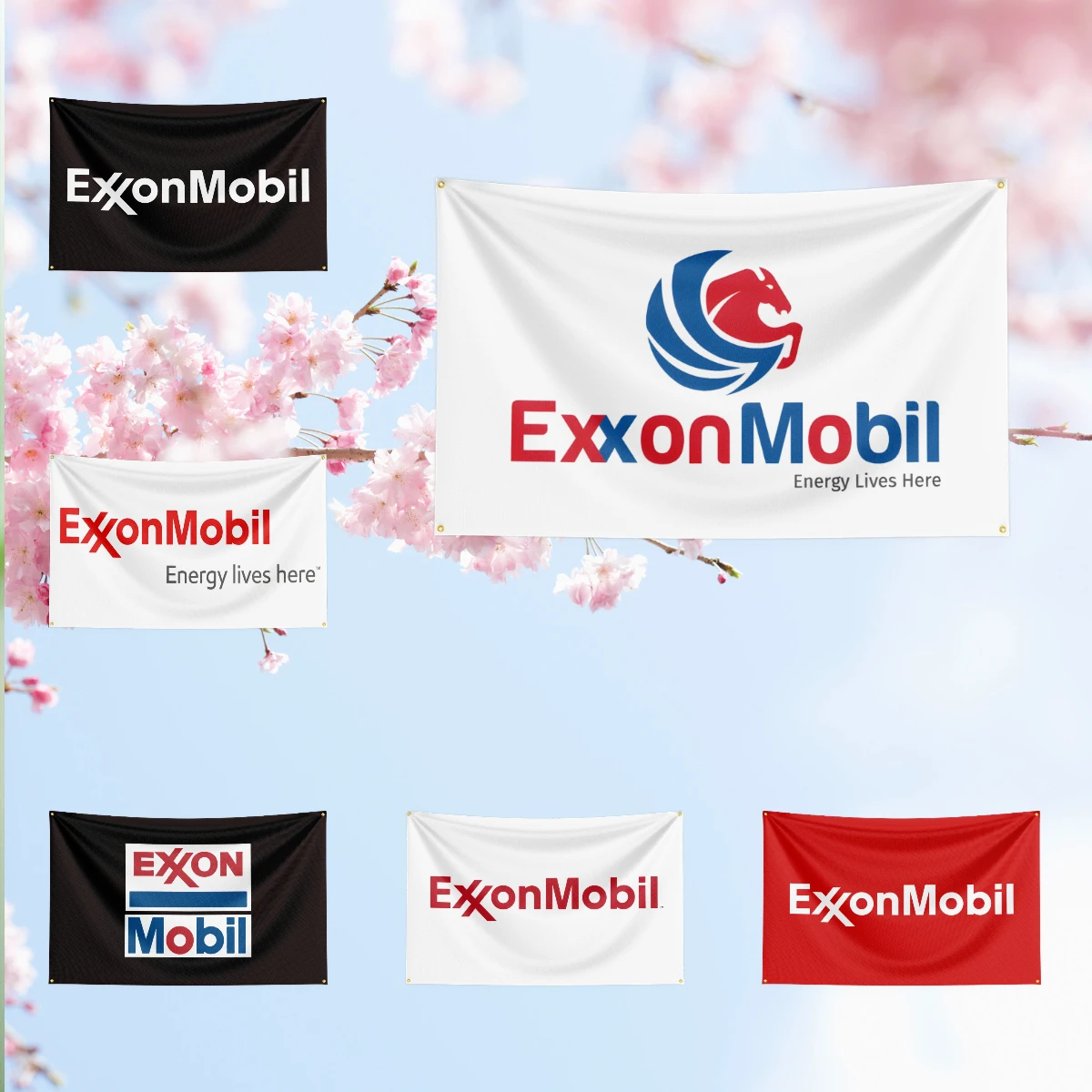 E-E-x-xo-n-Mo-b-il Fuel Flag For Oil Station Garage Tuning Workshop studio fan collection home ornament