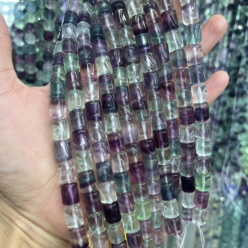 

Natural Fluorite pillar triangle drop purple blue 10*14mm nature for making jewelry necklace 38cm loose beads