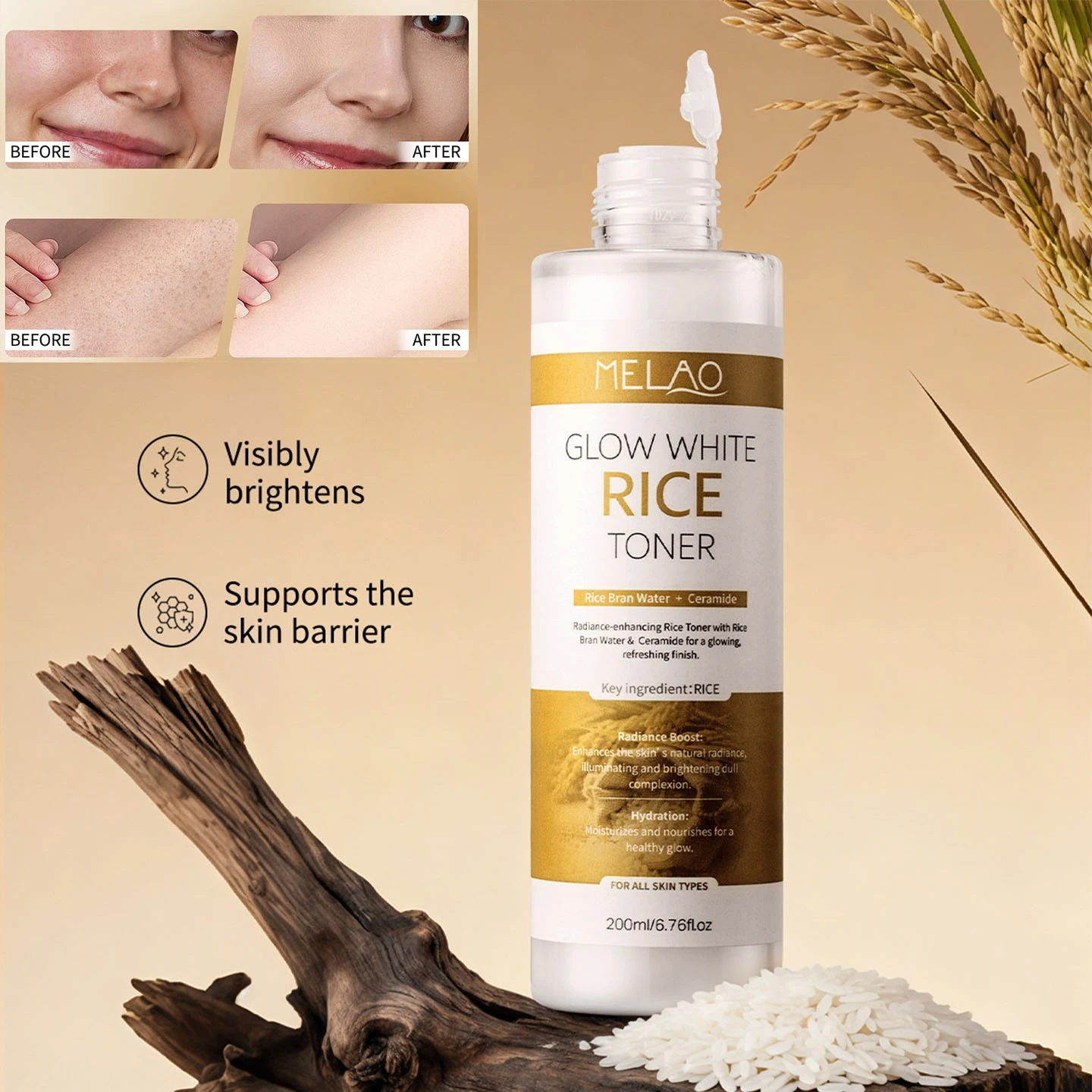

Rice Toner Moisturizing Hydrating Repair Brightening Skin Tone Niacinamide Essence Water Pre-makeup Treatment Liquid Skincare