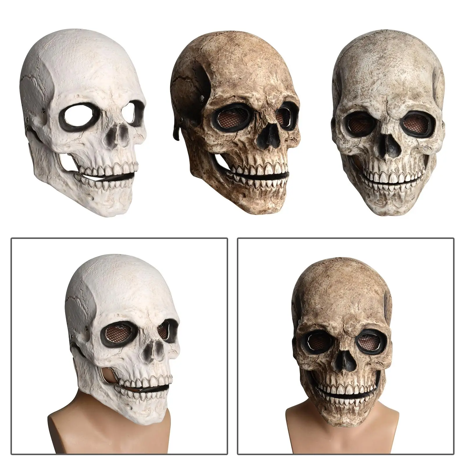 

Skull Mask Full Face Creepy Headgear Realistic Horror Scary Skeleton for