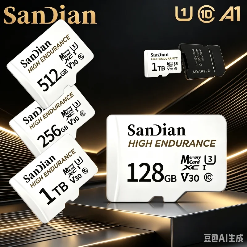 2026 High Endurance Micro TF SD Card 128GB C10 U3 V30 High Speed Professional Memory Card For Dash Cam Home Security Monitoring
