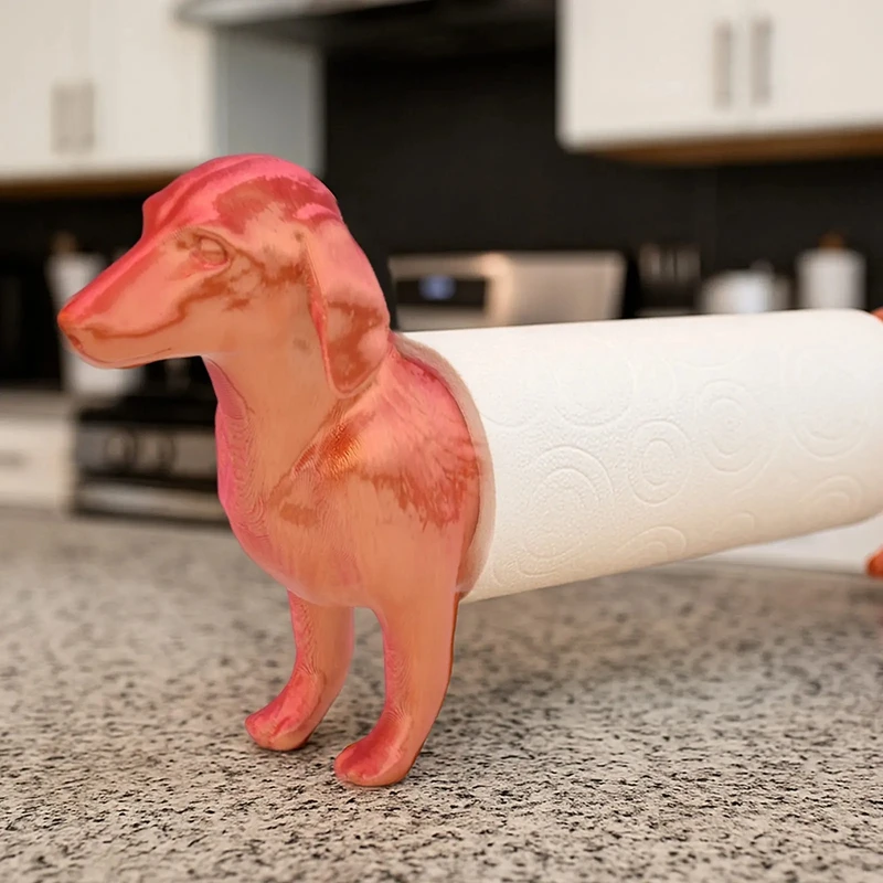 Cute Dachshund Dog Paper Towel Holder 3D Printed Kitchen Countertop Kitchen Paper Towel Rack Bathroom Tissue Towel Stand