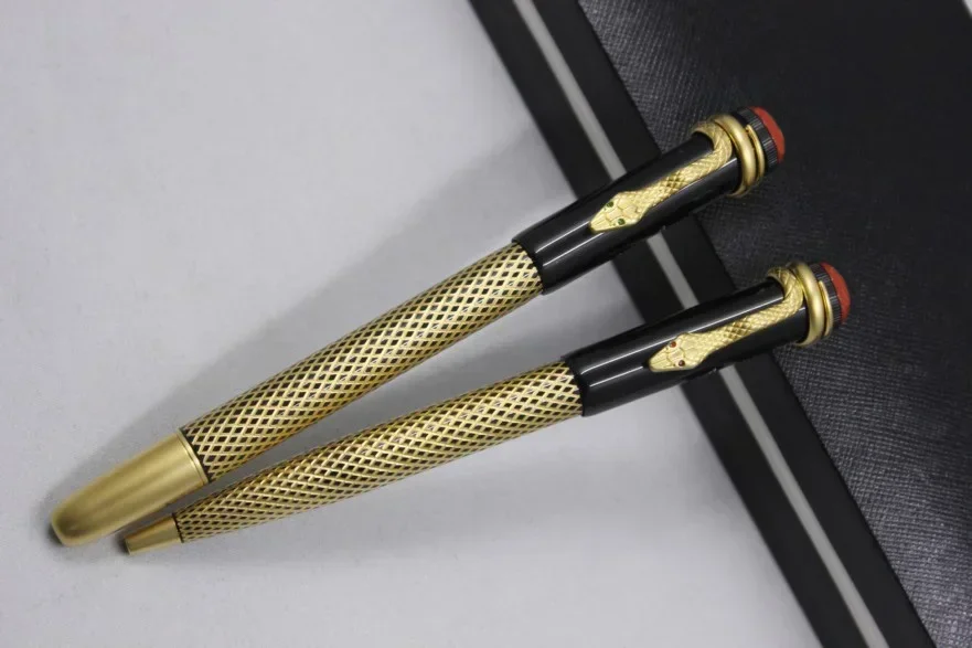 Pena Bolpoin Logam MB Kualitas Tinggi Pena Bola Rol Caneta Klip Ular Tatahan untuk Menulis Aksesori Kantor Bisnis