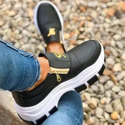 Sneaker da donna autunno cerniera scarpe vulcanizzate donna Casual piattaforma antiscivolo scarpe traspiranti femminili calzature basse da donna