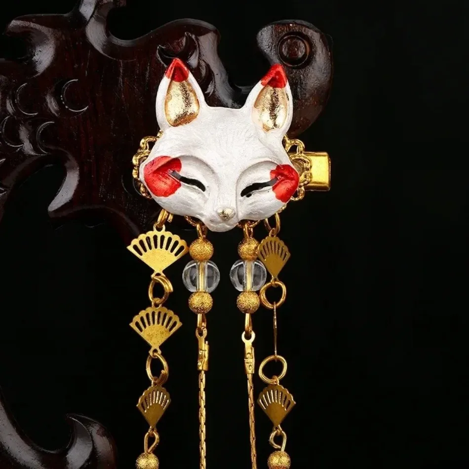 1 Pc Fox Animal Fringe Hair Accessories Han Elemental Headdress Hanfu Cute Girl Heart Hairpin Head Decoration for Girls Headband