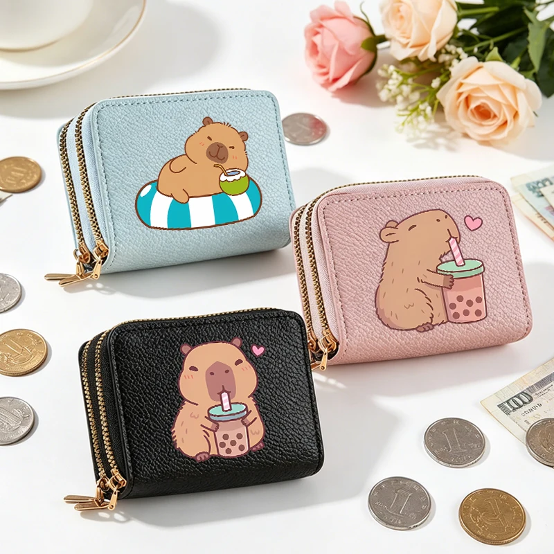 Capibara Large Capacity Wallets for Women Anime Cartoon Fashion Money Bag Female Portable Good-looking Credit Card Holder Gifts