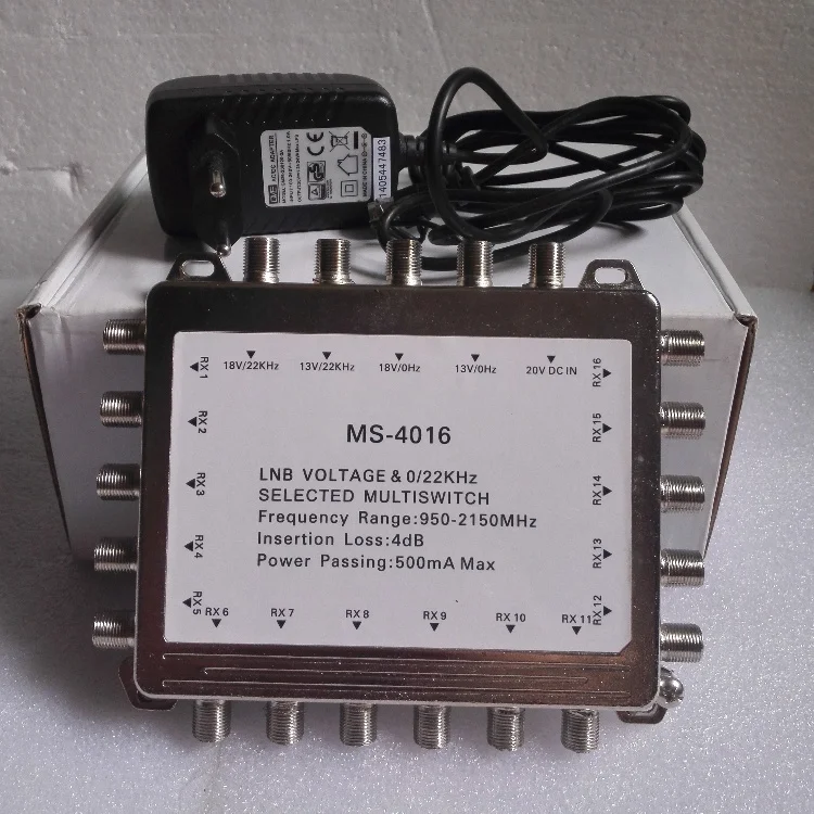 Gecen MS-4016B 4x16 Satellite Multiswitch Voltage & 0/22KHz Controlled LNB Signal Switch 4 Inputs 16 Outputs