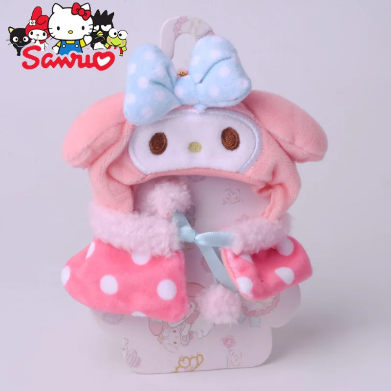 Japanese New Cute Sanrio Melody Kuromi Hello Kitty Cinnamoroll Pochacco Cartoon Doll Cape Clothes Pendant Keychain Kids Gift 8cm