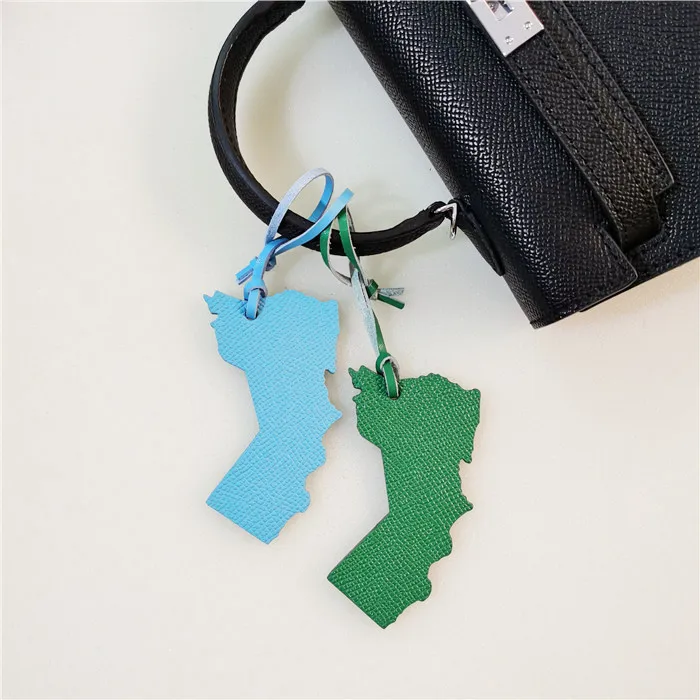 

Leather Oman Map Keychain For Keys Women Bag Charm Backpack Pendant