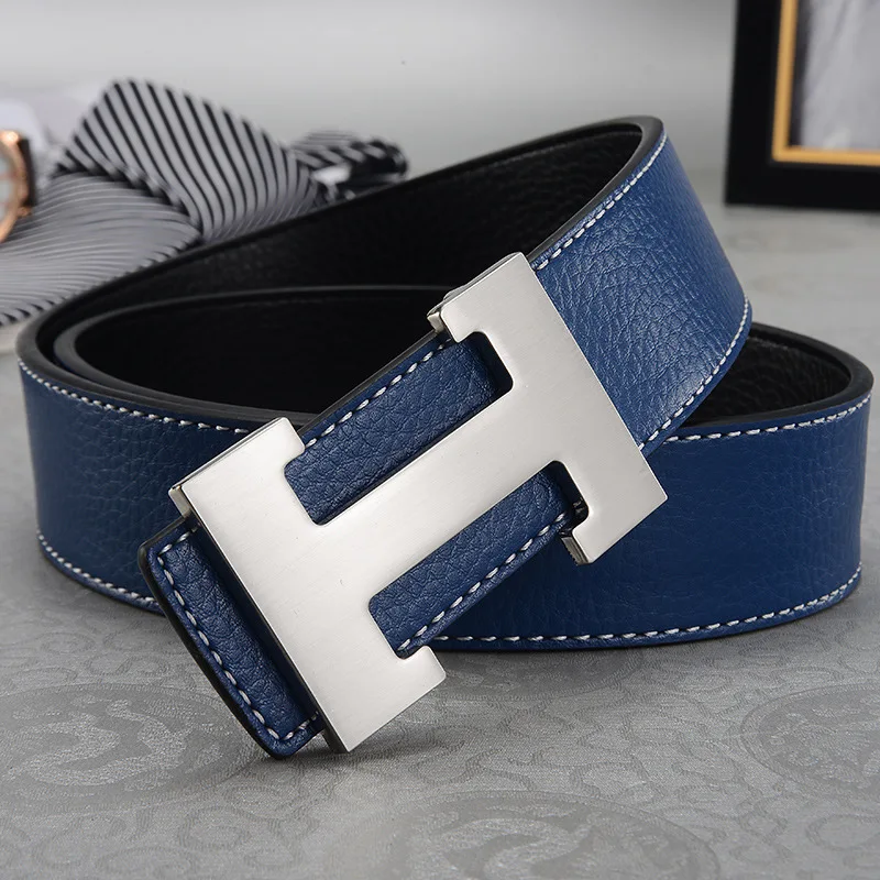 Ceinture large en cuir véritable pour hommes et femmes, sangle de jeans, style célèbre, structure en métal, marque de luxe, affaires, environnement, nouveau, 38mm