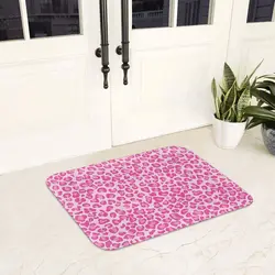 Pink Leopard Print Doormat Non-slip Super Absorbent Bathroom Floor Mats Home Entrance Rugs Kitchen Living Room Carpet Footpad