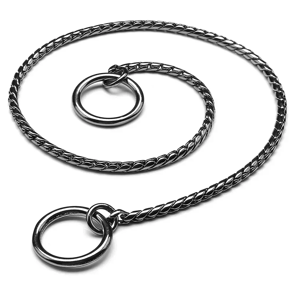 Dog Snake Chain Choke Collar P Chock Metal Chain Dog Collar Necklace Walking Training Pet Supplies for Small Medium Large Dogs