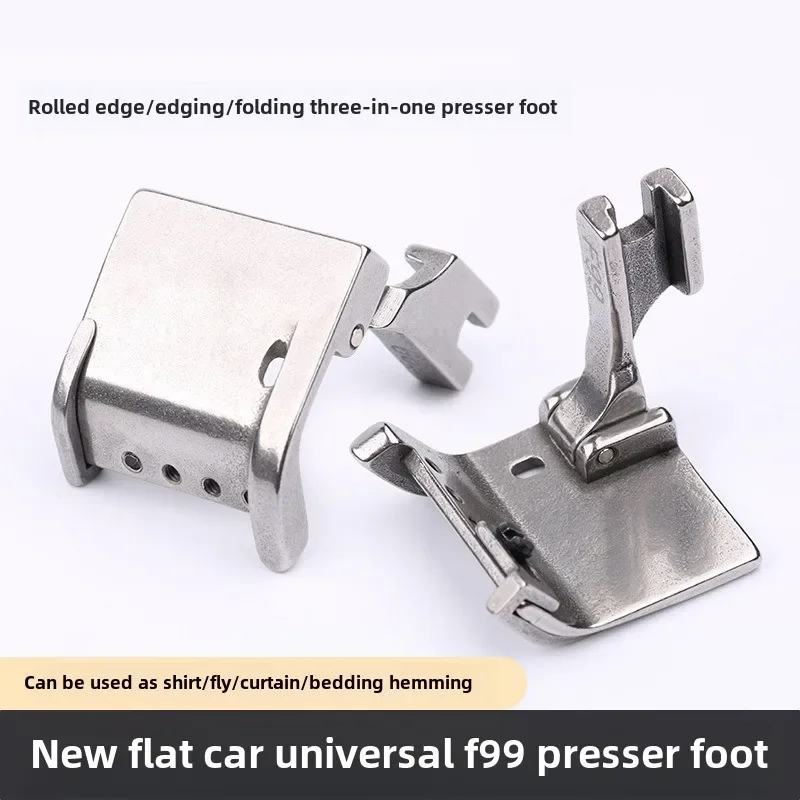 F99 Universal Presser Foot Stainless Steel With Adjustable Folding Edge Wrapping And Curling For Flat Sewing Machine Accessories