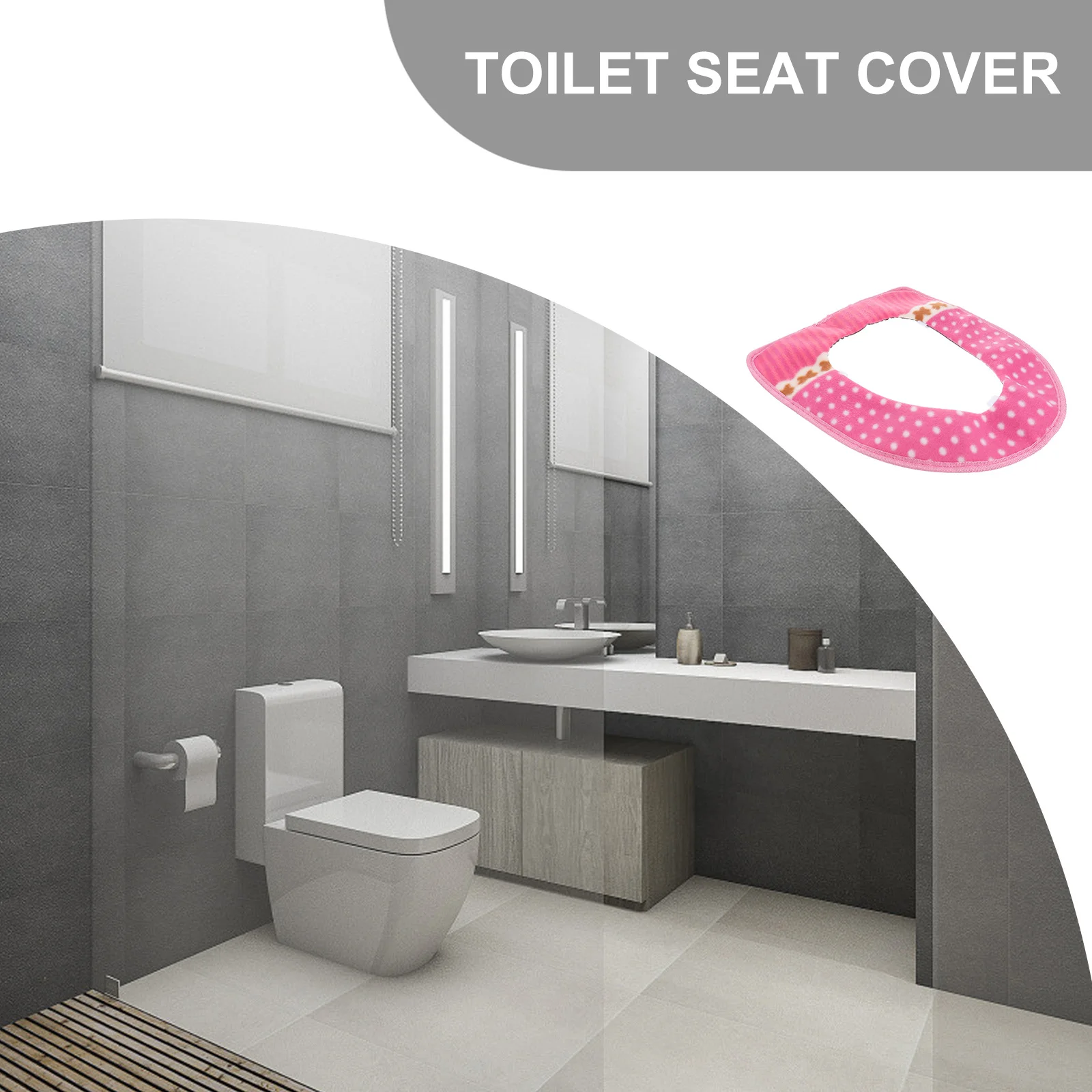 

Pink Warm Toilet Seat Cover Bathroom Cushion PU Lint Material Washable Hook Loop Tape Toilet Lid Cover Comfortable Soft