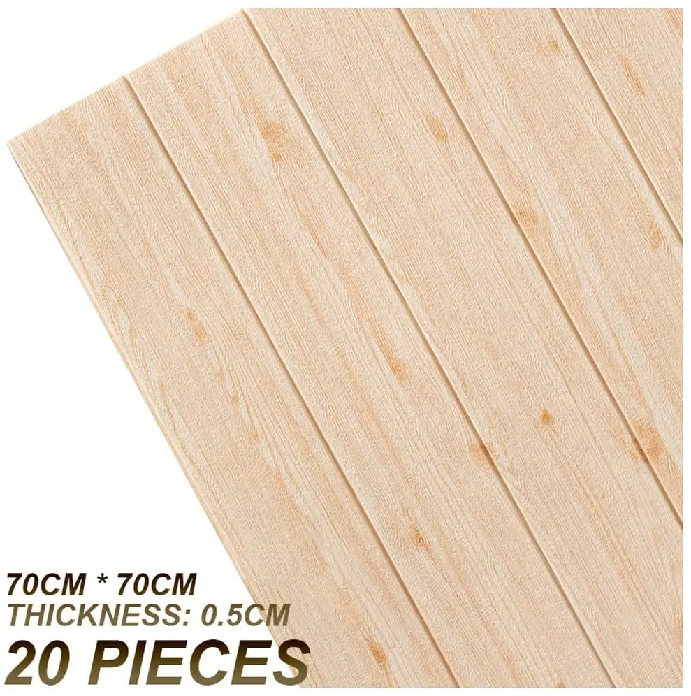 10pcs Wood grain wallpaper bedroom 3D stereoscopic wallpaper foam anti-collision wallpaper waterproof and moisture proof