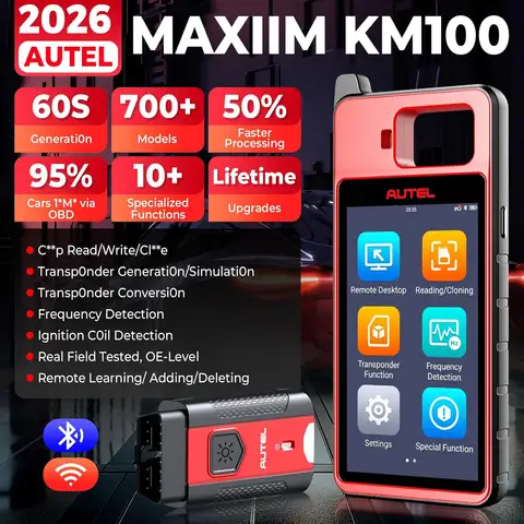 Key Fob Programming Immobilizer Tool Autel MaxiIM KM100 KM100E KM100X Auto Key Programmer 2PCS Autel IKEY for 60s Key Generation OBD IMMO Key Learning on 99% Car