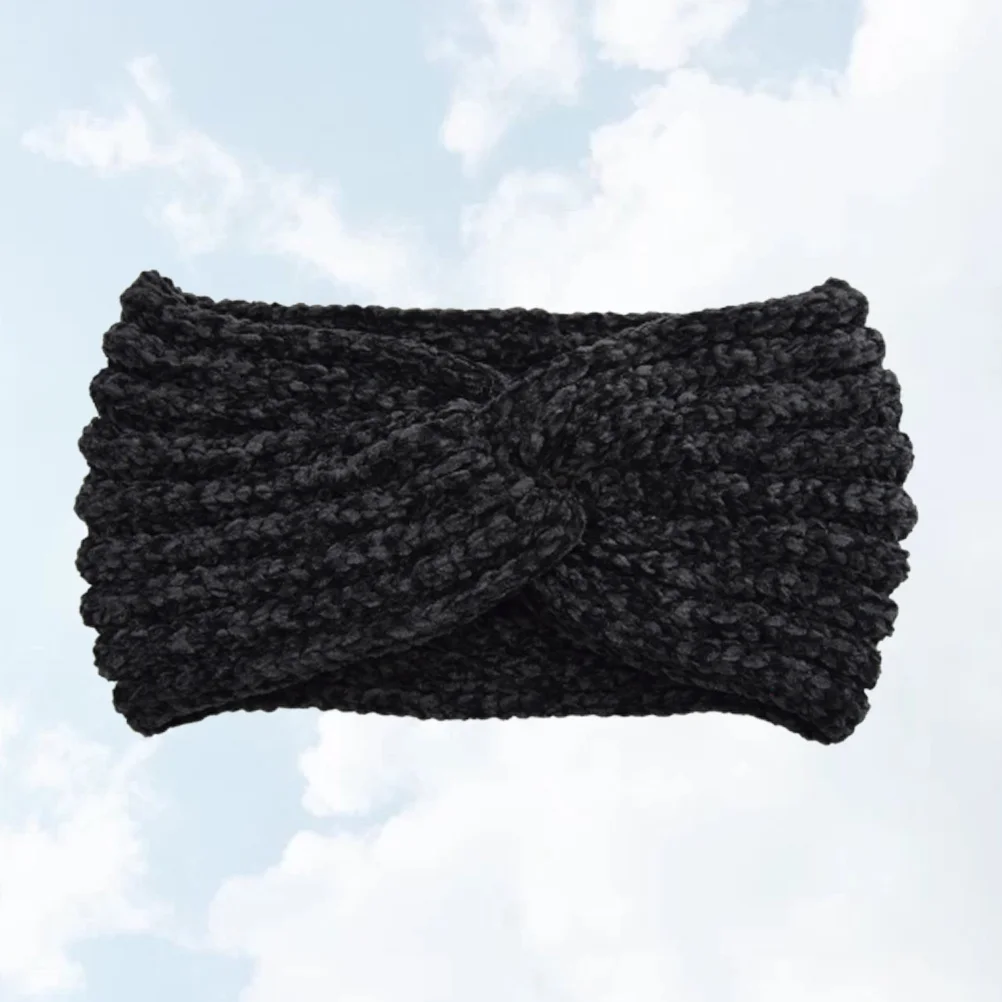 

Knitted Headband Black Hair Band Winter Warm Headwrap Exercise Headdress for Women Girls Stylish Ear Covering