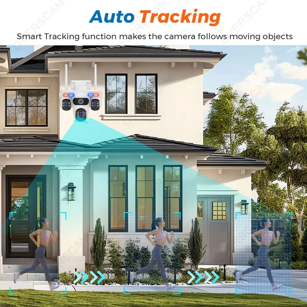 7 Obiettivo 4 Schermo 35MP PTZ Telecamera IP Telecamera di sicurezza WiFi wireless esterna Zoom 30x Telecamera CCTV con tracciamento automatico Impermeabile