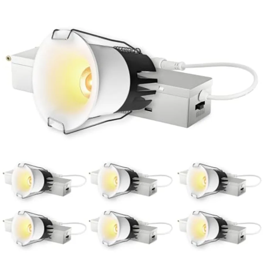 

5CCT Anti-Glare Led Recessed Lights Deep Trim Canless Downlight Waterproof recessed Lightg for Shower CRI90+ 9W 800LM Dimmable