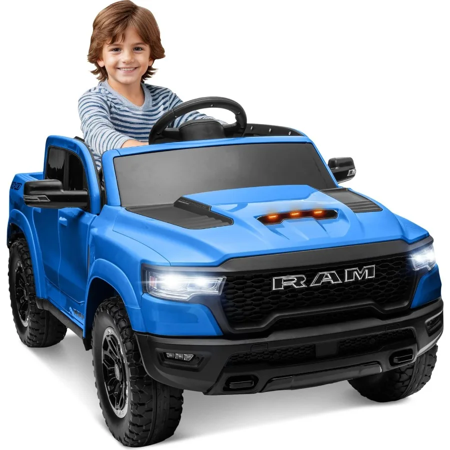 12V Licensed Ride on Truck, Electric Car for Kids to Drive, Toddler Ride On Toys w/Remote Control, Truck Bed Storage, Smooth Sta