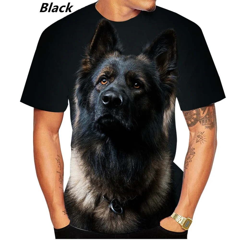 New Design Cute Pet Dog German Shepherd 3D Print T-shirt Funny Stylish Mens and Womens Casual Short Sleeves  Personality T-shirt