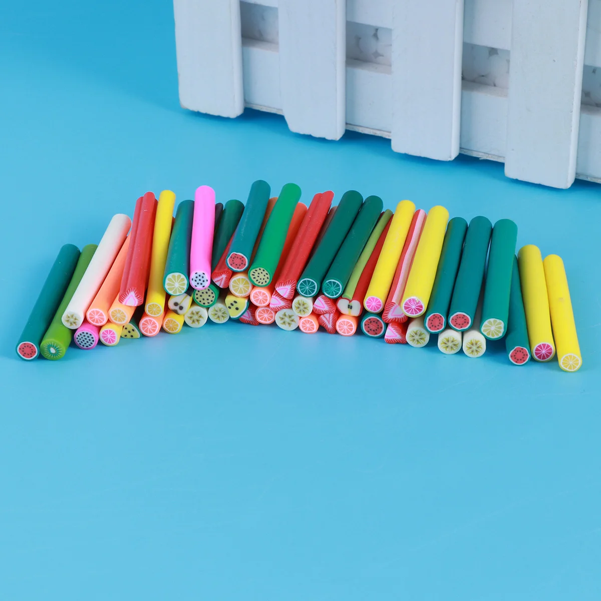 Bâtons en argile douce, 50 pièces, Design de fruits 3D, bâtons de décoration pour Nail Art, manucure, sac de téléphone, décoration d'ordinateur portable, coloré brillant