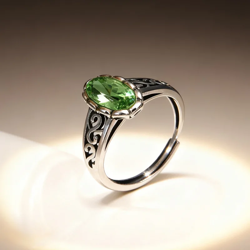 925 Sterling Silber Ellipse Zirkon verstellbare Ringe für Frauen Luxus Designer Schmuck Party Zubehör Geburtstagsgeschenk – Detail 3