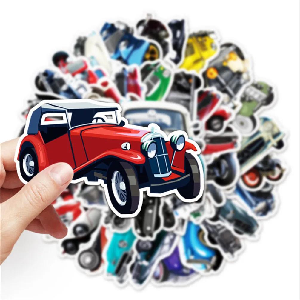 51PCS Cartoon Retro Classic Car Graffiti Waterproof Sticker Creative Trendy Skateboard Water Cup Personalized Decal Decal