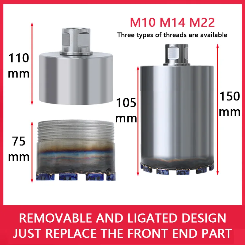 

Набор алмазных сверл для колонкового сверла по бетону 25-200 мм с резьбой M10 M14 M16 M22 1 1/4, для фарфоровой плитки, мрамора
