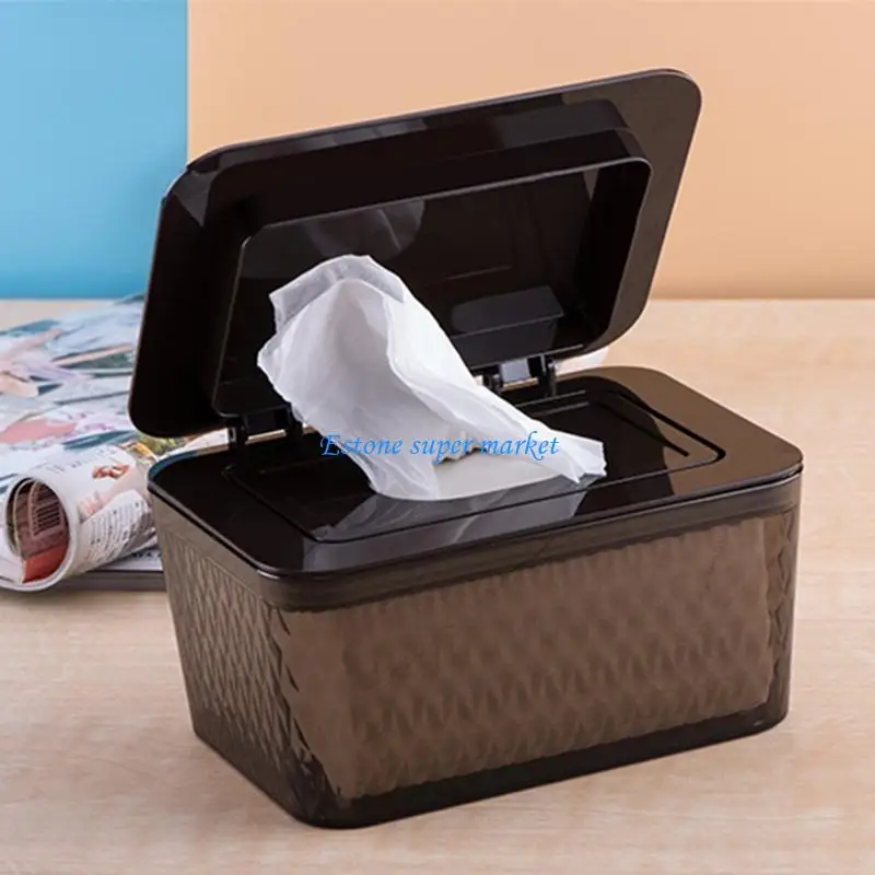 090B Non-Slip Wipes Dispenser Tissue for Case with Moisture Seal Ring Secure Lid Dustproof Wipes Holder Napkin Container