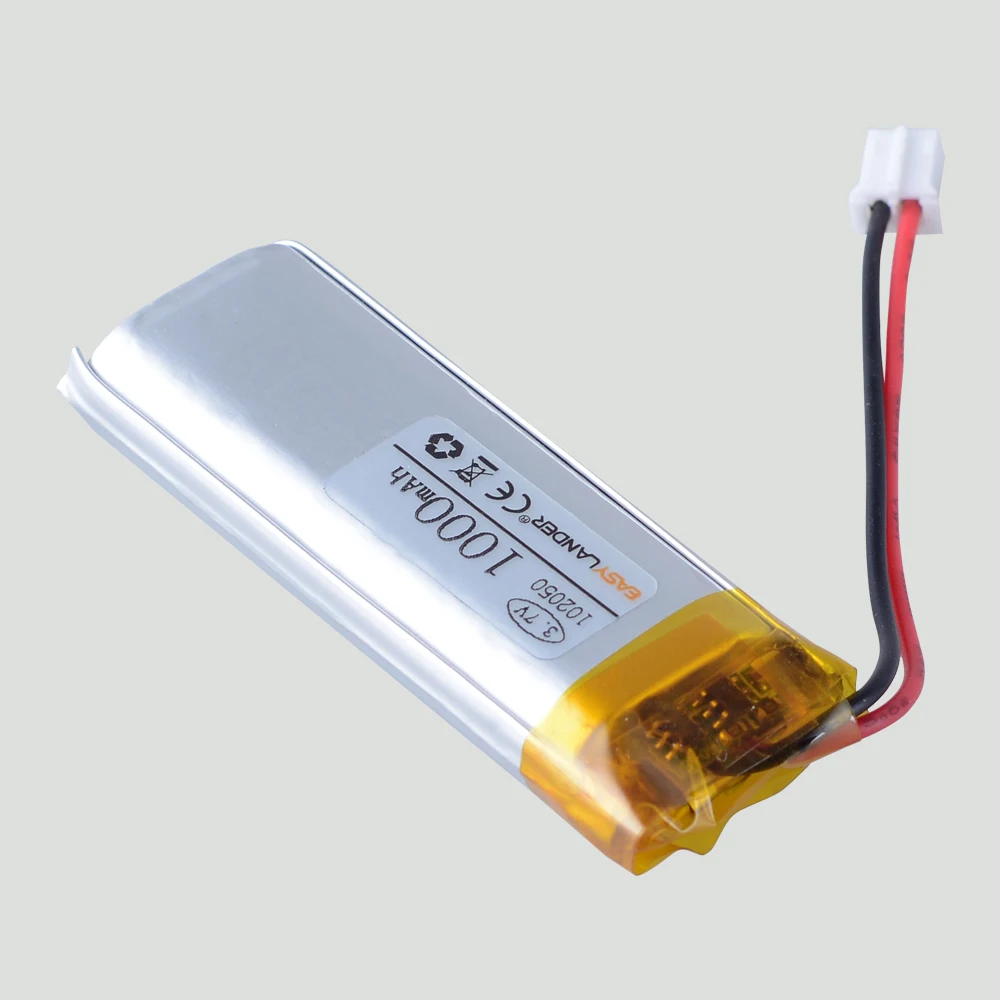 SH JST ZH PH XH Plug 102050 3.7V 1000mAh Rechargeable Lithium Li-ion Polymer Battery FOR DVR GPS MP4 MP3 Electronic pen REC