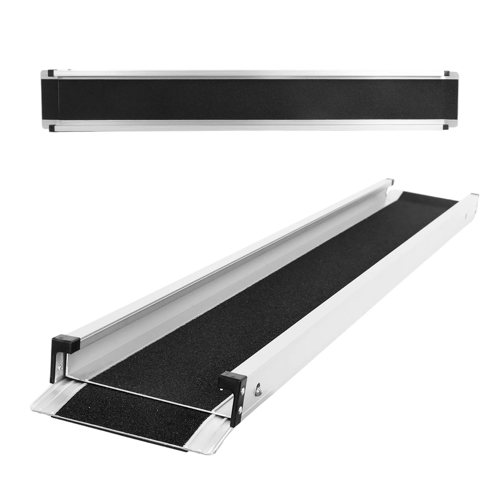 8FT Adjustable Aluminum Folded Handicap Ramp Portable Door Threshold Wheelchair Ramps Non-Slip 661 LBS Capacity for Home Steps