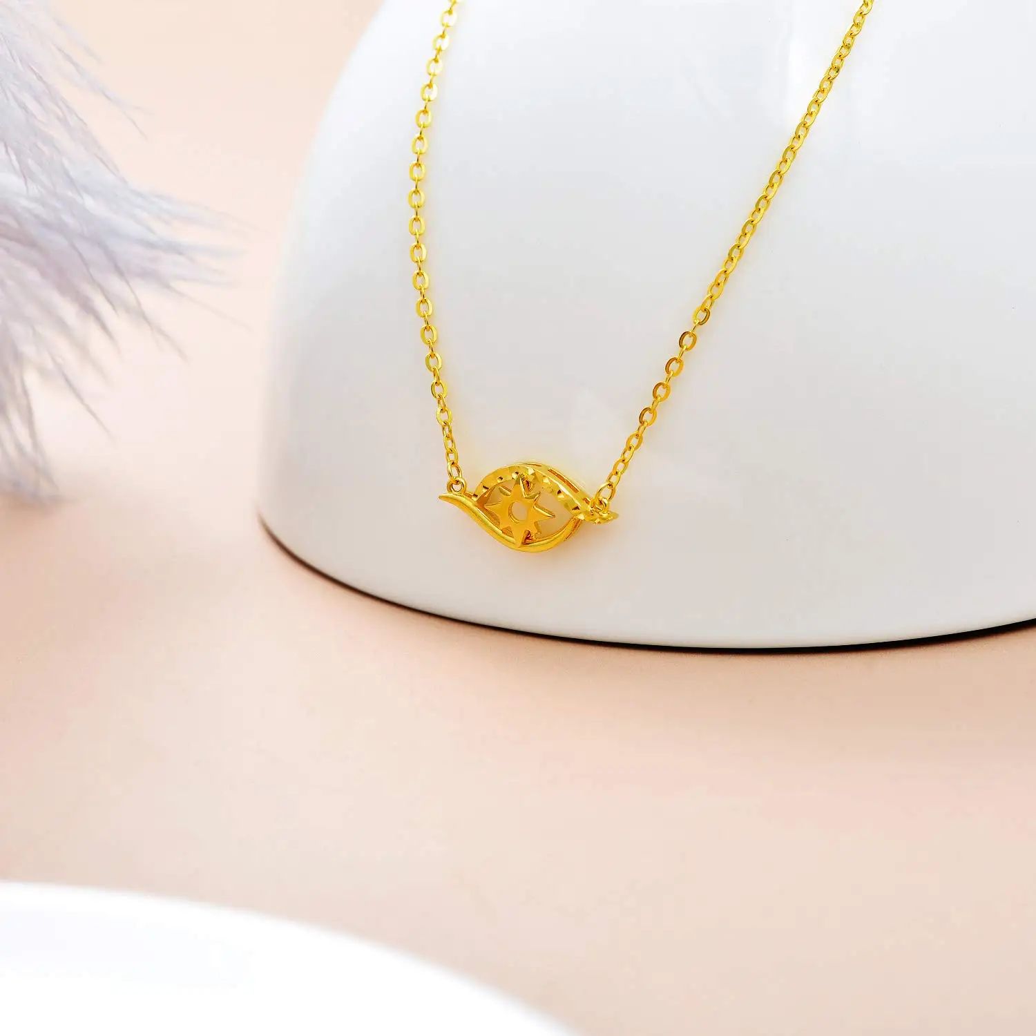 Collier mauvais œil en or jaune 18k pour femmes, bijoux fins et délicats, cadeau d'anniversaire, 16.5 à 17.5 pouces