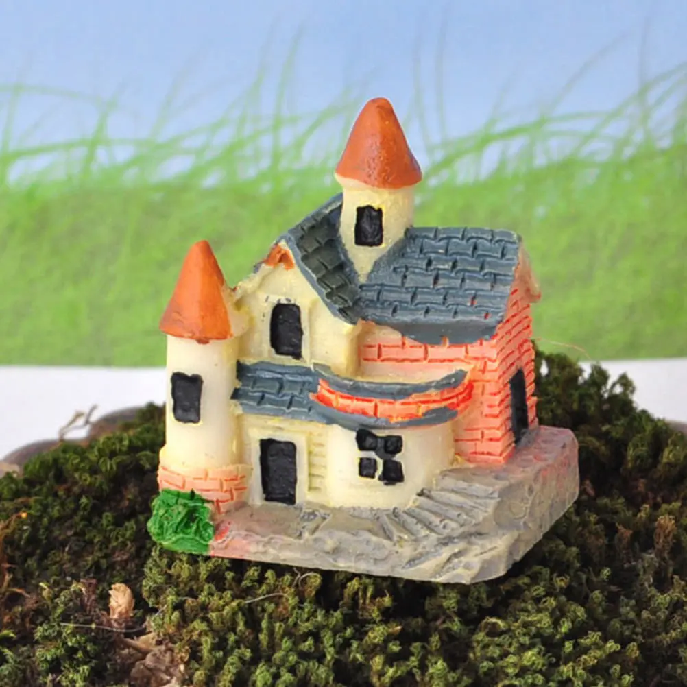 

3Pcs Villa Moss Decor Mini House Ornament Resin Landscape for Micro Garden Succulent Bonsai Craft DIY Accessories
