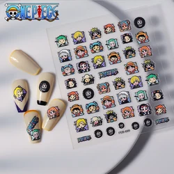 One Piece Nail Stickers Anime Peripheral Luffy Zoro 5D Embossed Sticker DIY Decoration Cartoon Waterproof Stationery Sticker