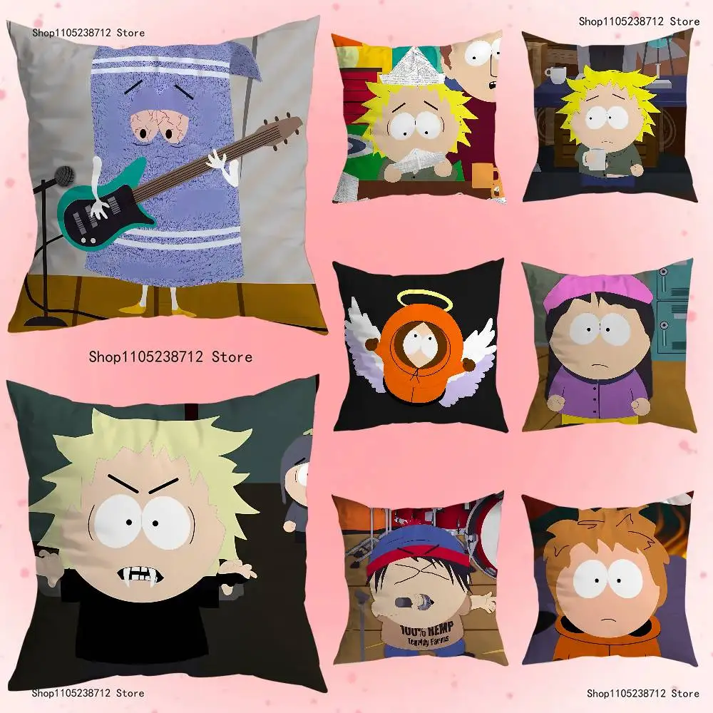 재미있는 만화 S-South-S-P-Park 베개 커버 귀여운 만화 애니메이션 주변기기 침실 소파 장식 쿠션 커버 부드러운 쿠션 커버