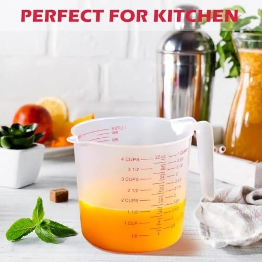 Cup Marking Clear Plastic Measuring Cup With Spout With Handles Plastic Mug Ounce and Ml Cup Recipe Ingredient