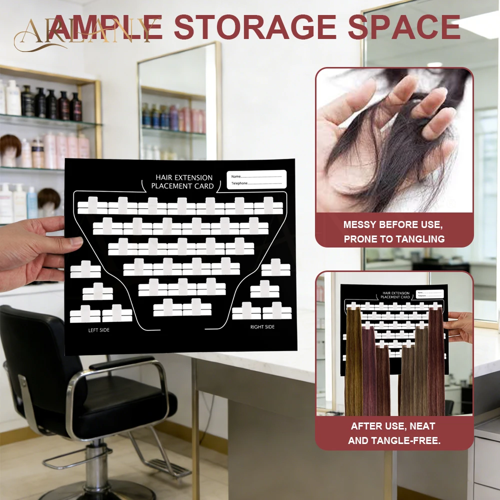ARLANY Paper Tape In Placement Board with 35 Clips Correction Board Hair Separate Plate Hair Extension Organizer with Head Chart
