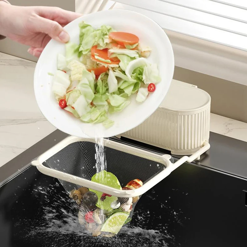 Kitchen Two-in-one Sink Filter Rack Suction Cup Disposable Leftovers Filter Garbage Drain Rack