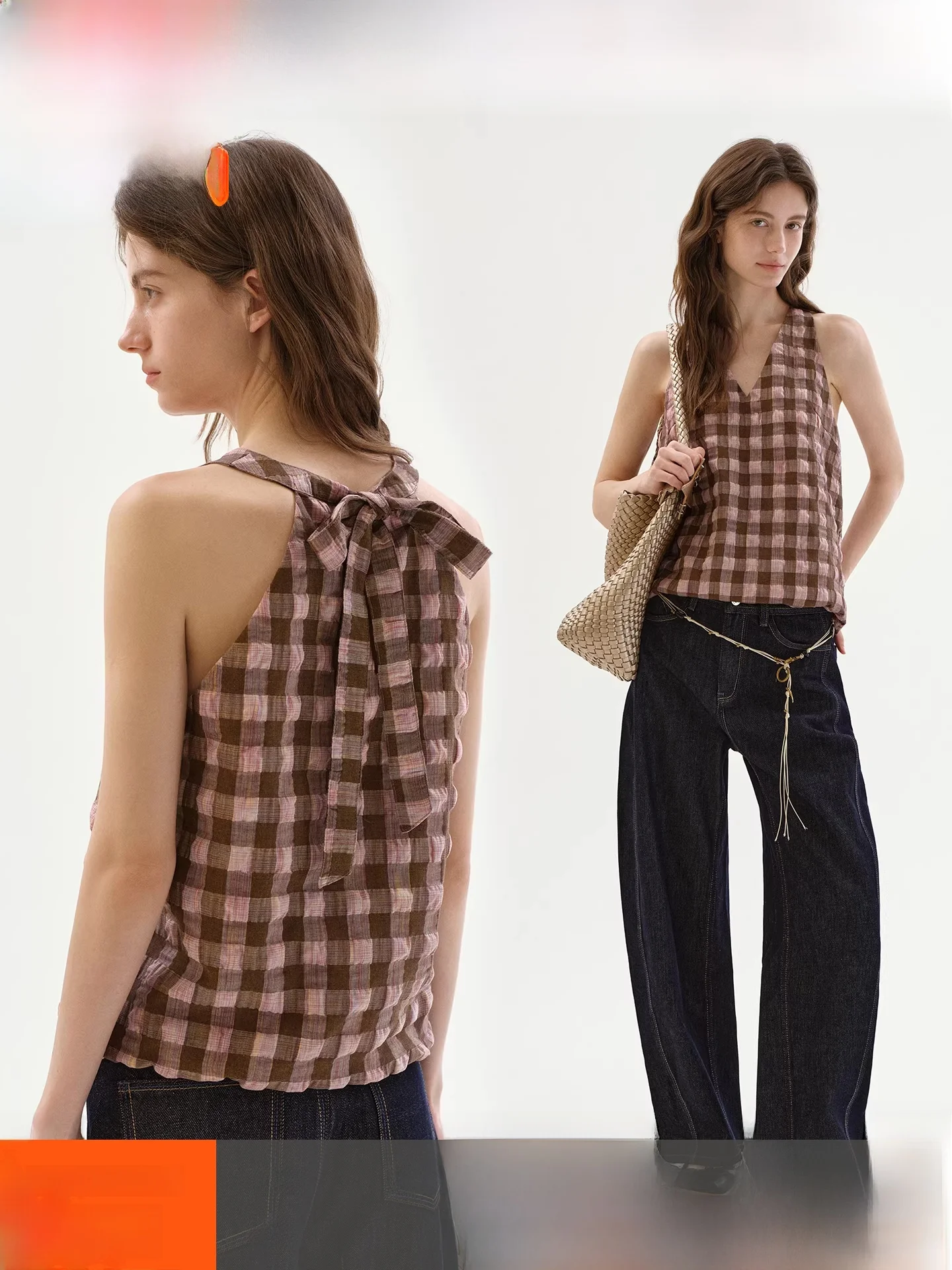 

Женская блузка Fano с V-образным вырезом, весна 2026, свободный крой, ретро-стиль, с принтом в горошек, дизайн Netie, дышащий полиэстер-хлопок